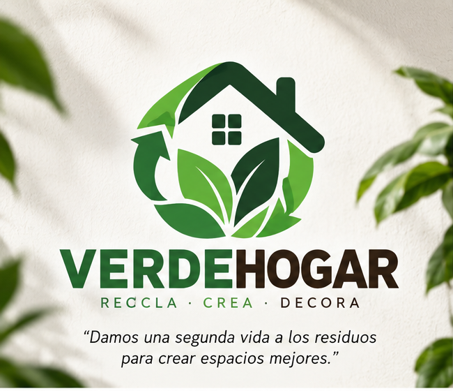 Identidad de VerdeHogar: casa, hojas y flechas de reciclaje
